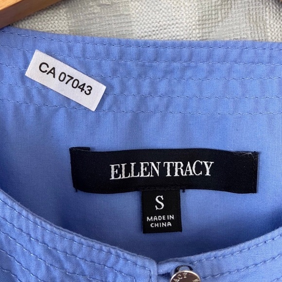 ELLEN Tracy pull over blouse cornflower blue cotton blend elastane small - Picture 2 of 10